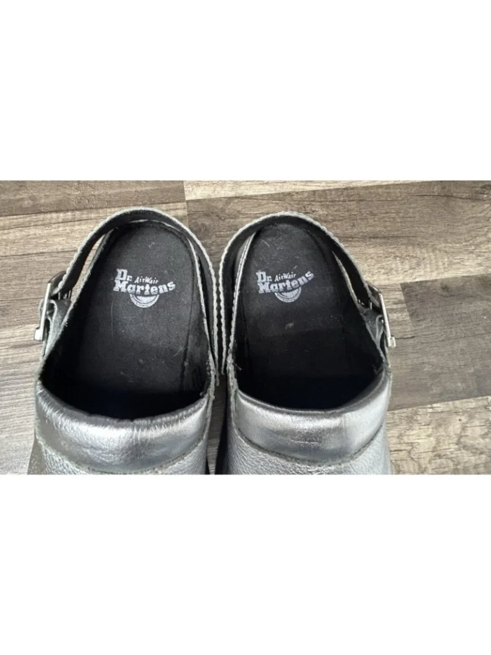 Dr. Martens Laketen Silver Metallic Leather Slingback Mules Mens 10 / Womens 11